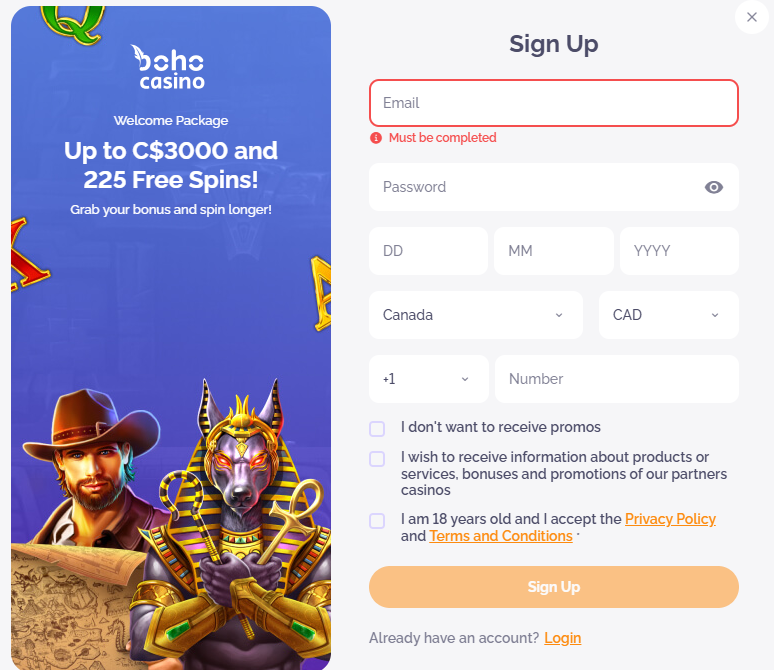 Boho Casino Register